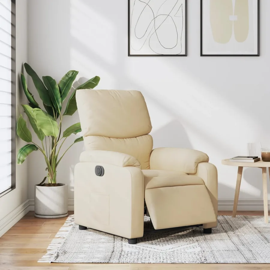 Fauteuil inclinable électrique Crème Tissu - 16