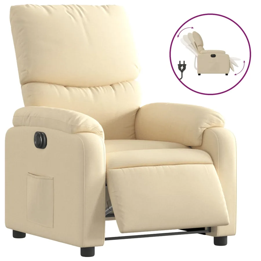 Fauteuil inclinable électrique Crème Tissu - 2