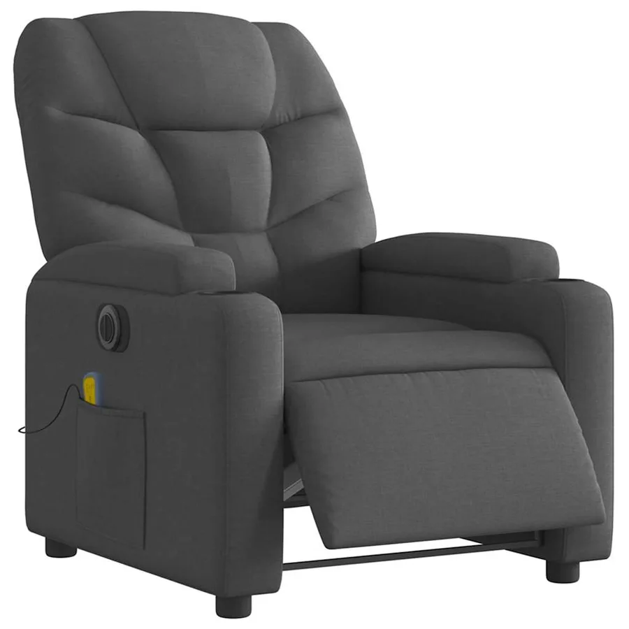 Fauteuil inclinable de massage électrique gris foncé tissu - 3