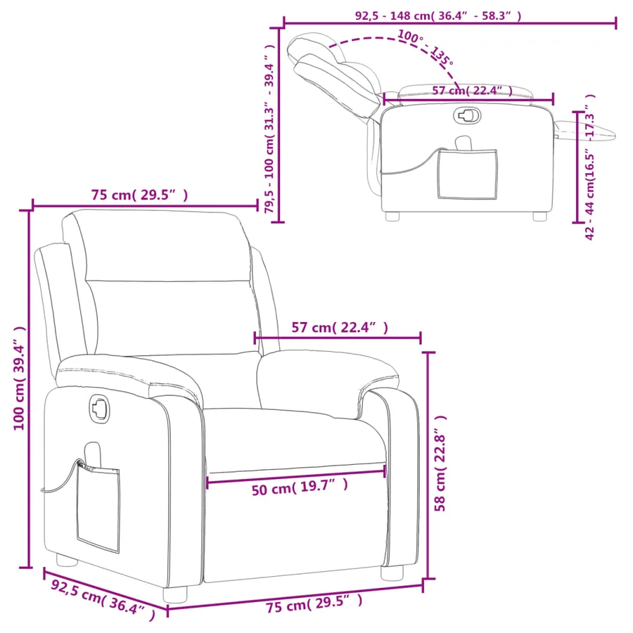 Fauteuil de massage inclinable gris clair tissu - 12
