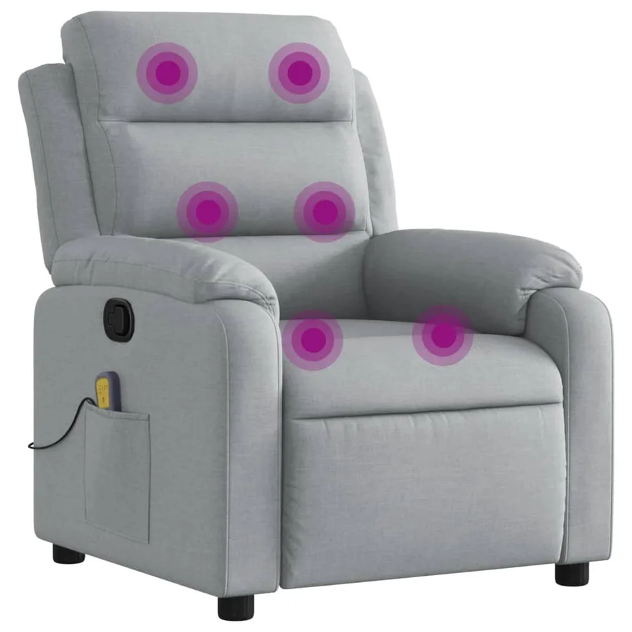 Fauteuil de massage inclinable gris clair tissu - 2