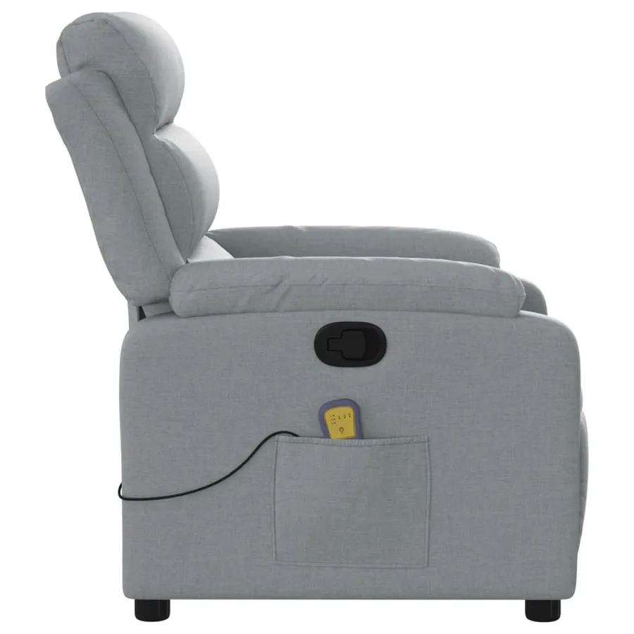 Fauteuil de massage inclinable gris clair tissu - 8