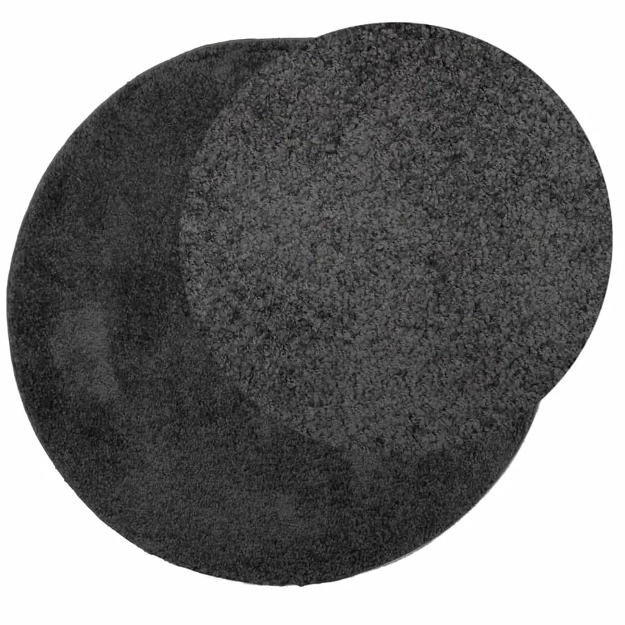 Tapis shaggy PAMPLONA poils longs moderne anthracite Ø 80 cm - 3