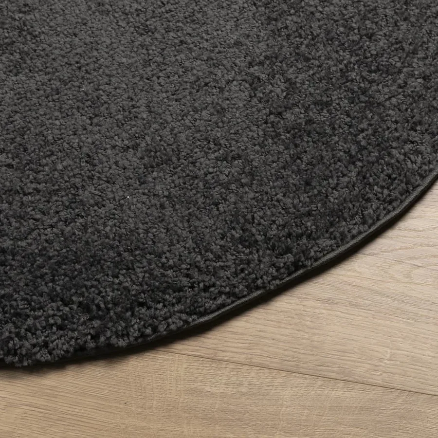 Tapis shaggy PAMPLONA poils longs moderne anthracite Ø 80 cm - 4
