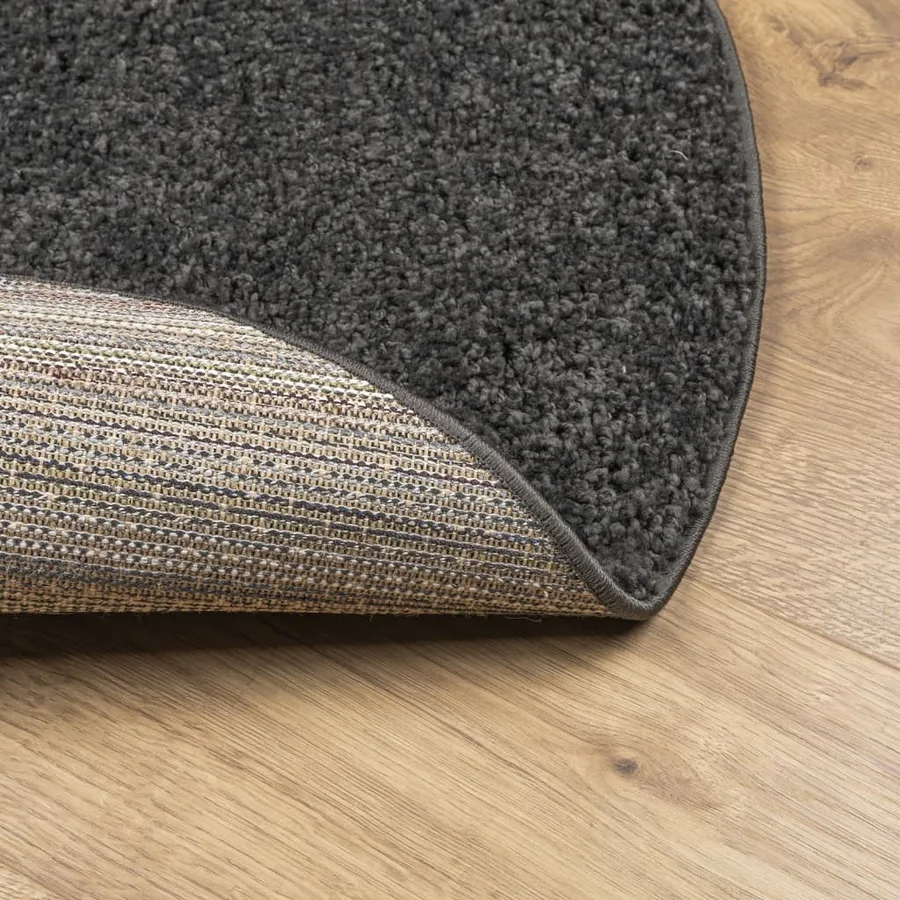 Tapis shaggy PAMPLONA poils longs moderne anthracite Ø 80 cm - 5