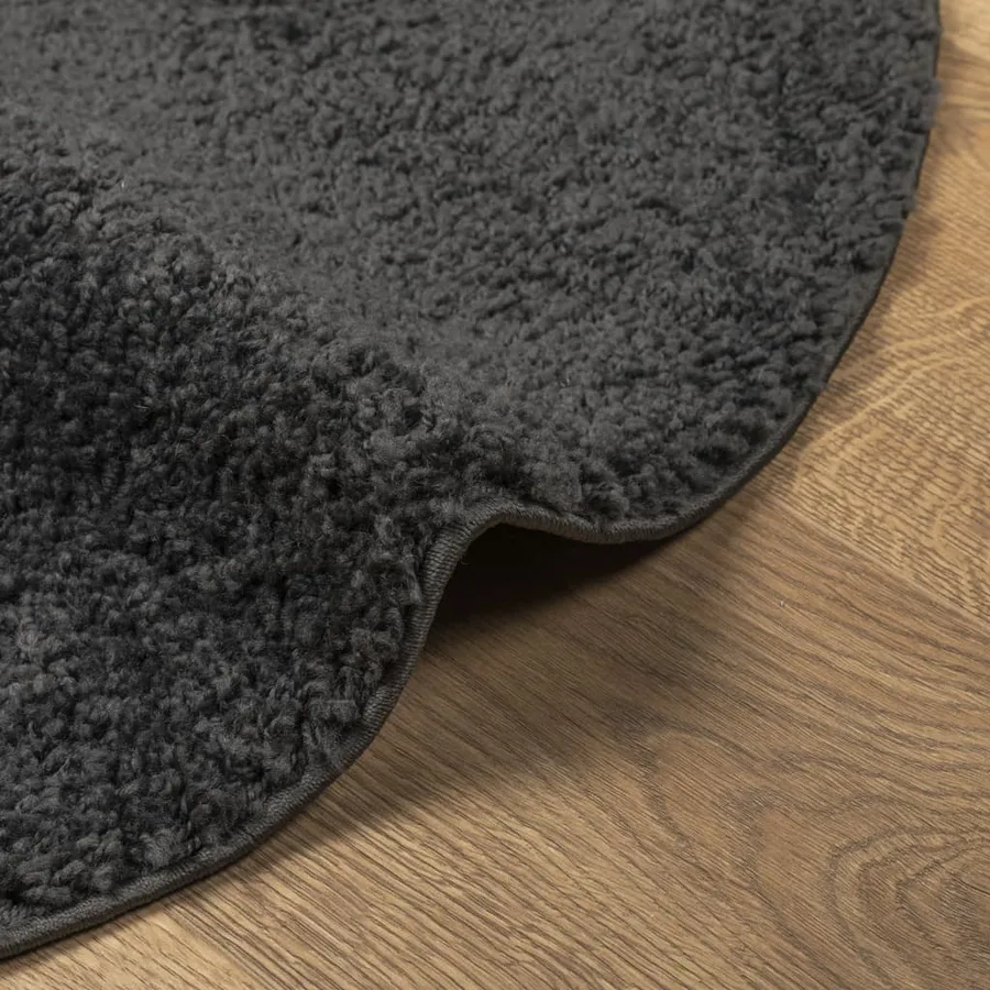 Tapis shaggy PAMPLONA poils longs moderne anthracite Ø 80 cm - 6