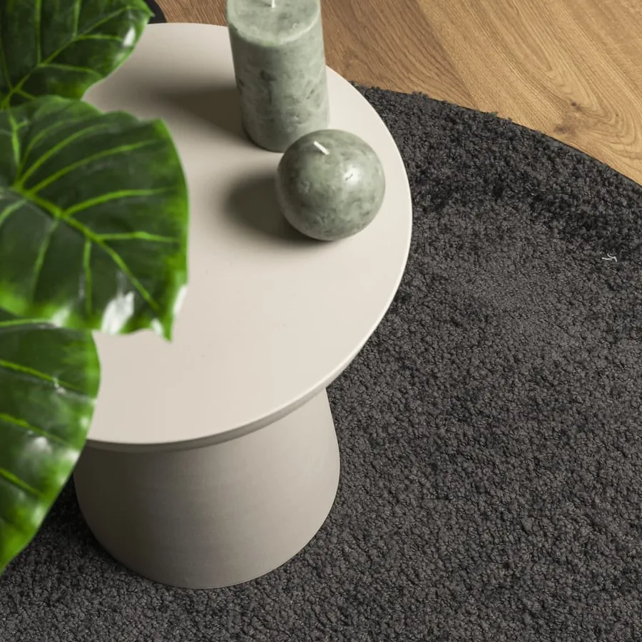 Tapis shaggy PAMPLONA poils longs moderne anthracite Ø 80 cm - 7