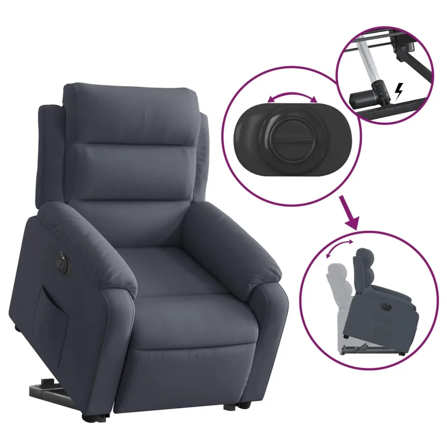 Fauteuil inclinable électrique gris foncé velours - 10