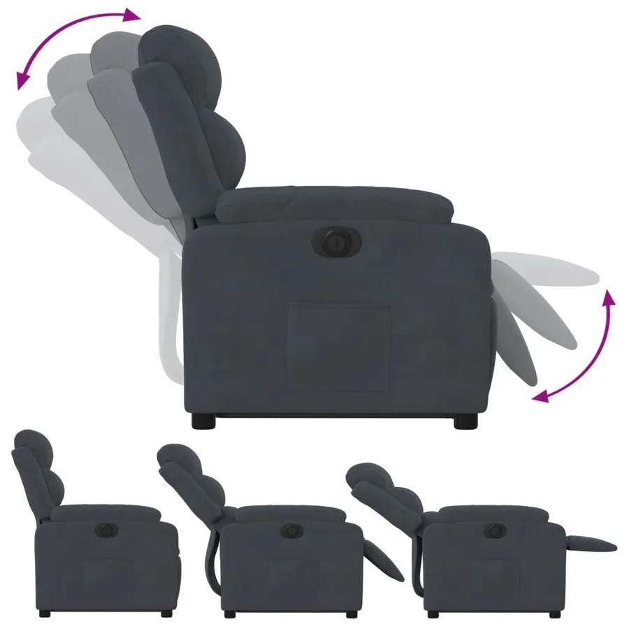 Fauteuil inclinable électrique gris foncé velours - 6