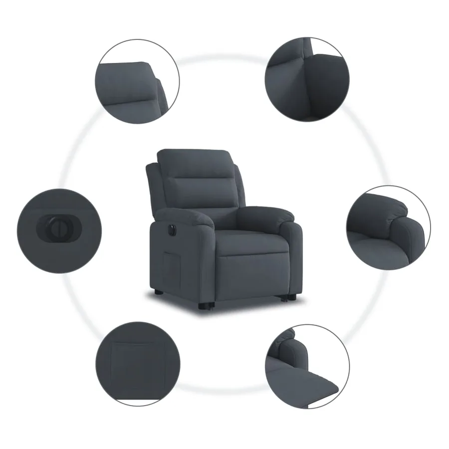 Fauteuil inclinable électrique gris foncé velours - 7