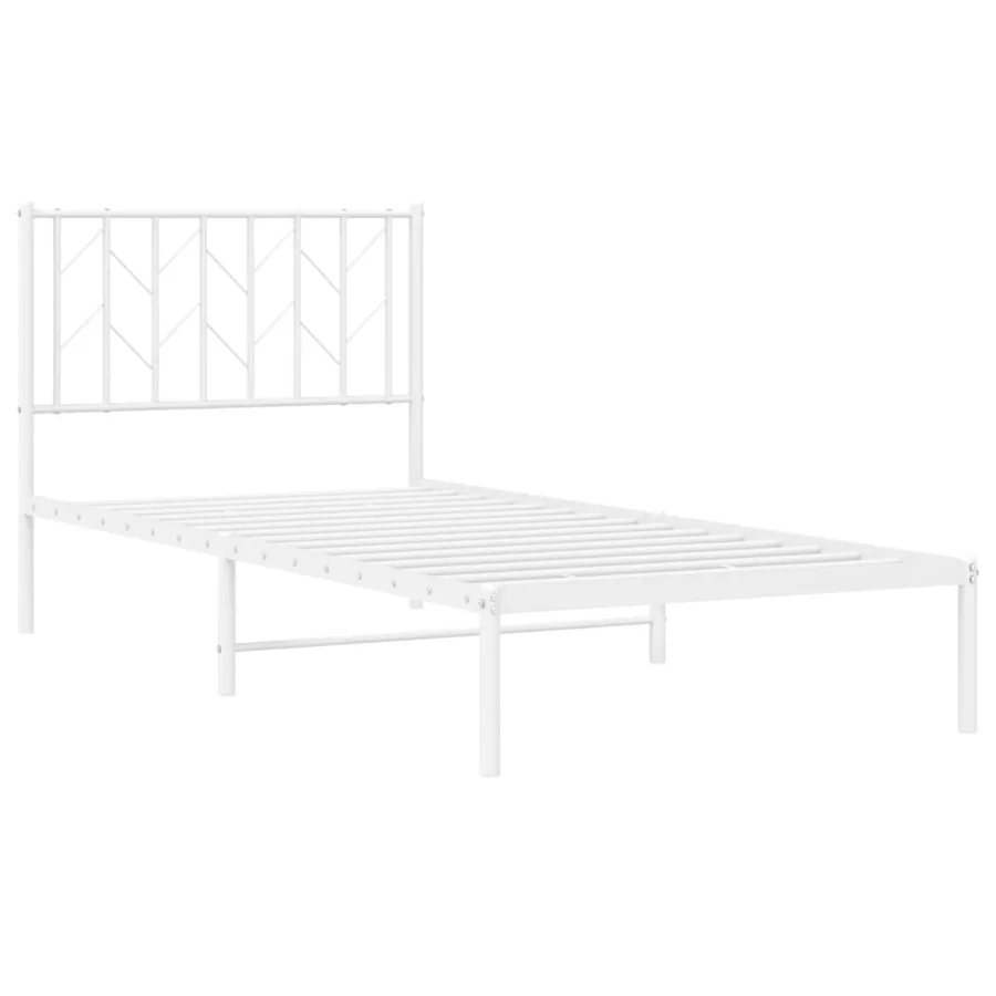 Cadre de lit métal sans matelas avec tête de lit blanc 90x200cm - 4