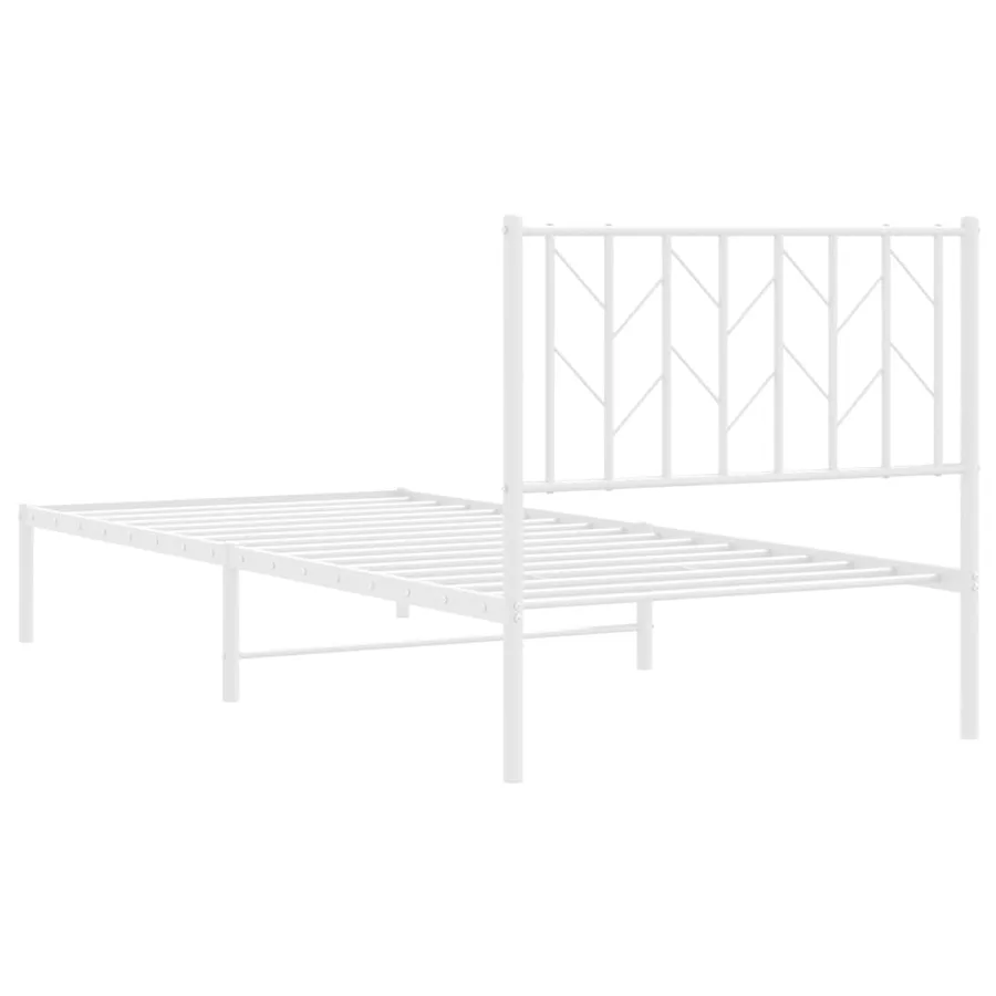 Cadre de lit métal sans matelas avec tête de lit blanc 90x200cm - 7