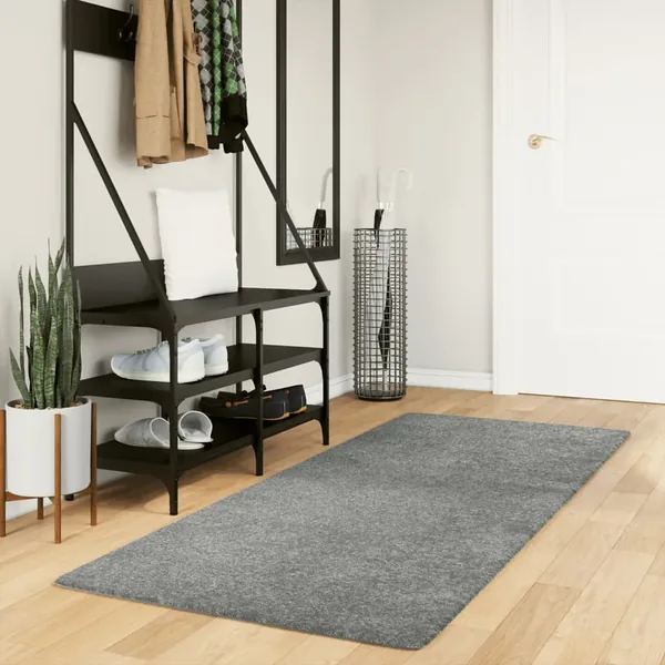 Tapis shaggy PAMPLONA poils longs moderne vert 80x200 cm