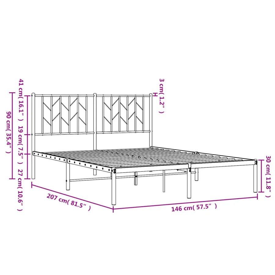 Cadre de lit métal sans matelas et tête de lit blanc 140x200 cm - 10