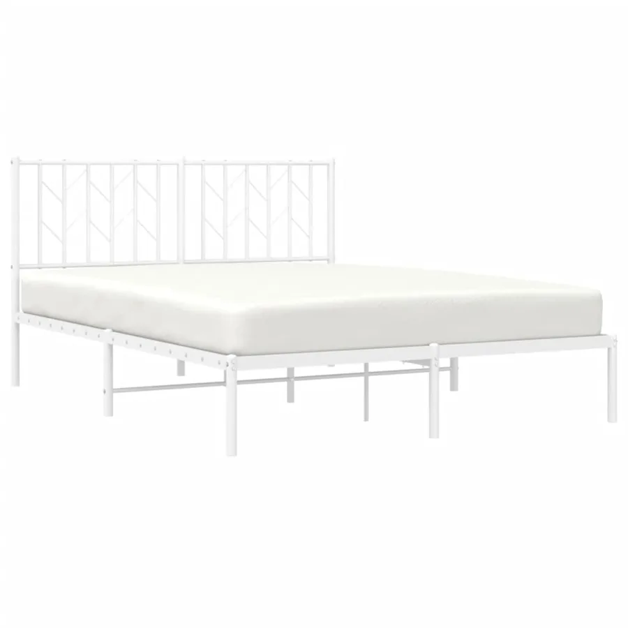 Cadre de lit métal sans matelas et tête de lit blanc 140x200 cm - 3