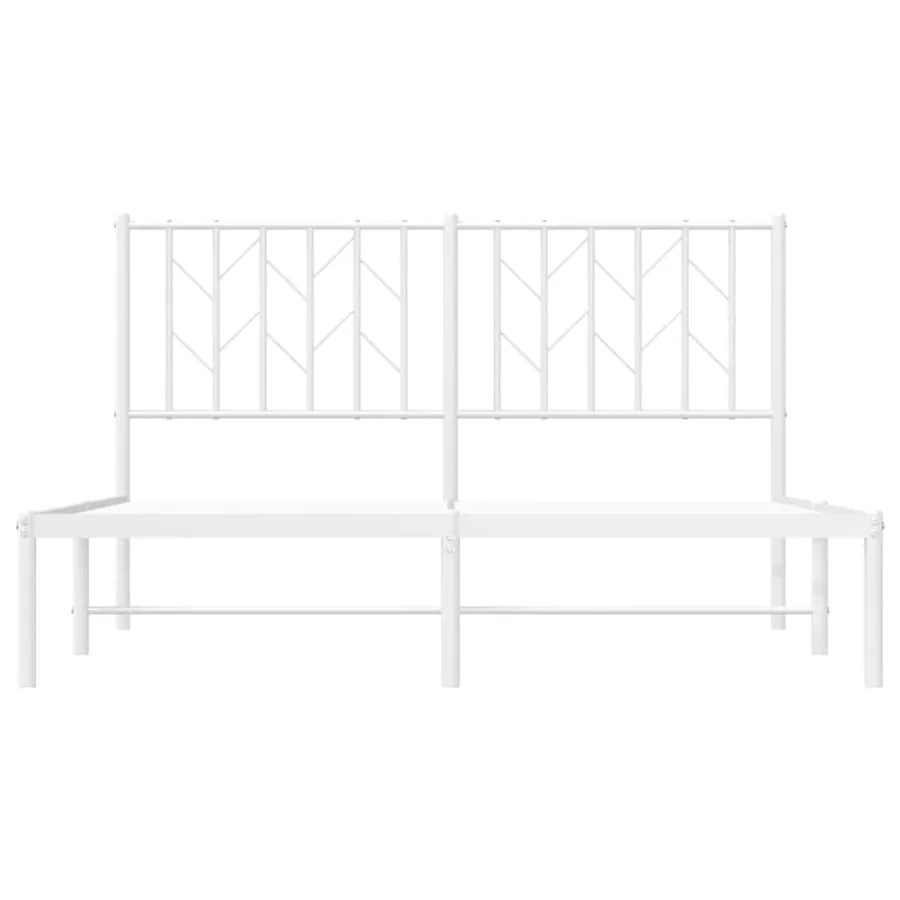 Cadre de lit métal sans matelas et tête de lit blanc 140x200 cm - 5