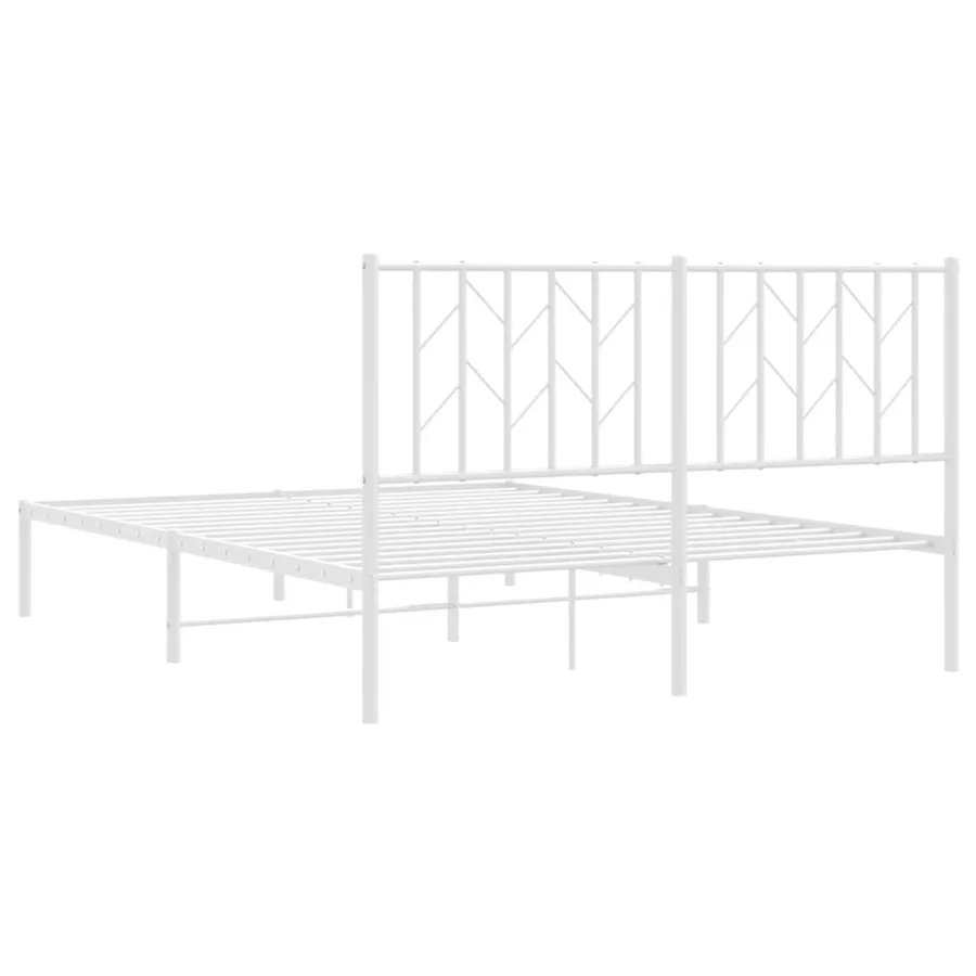 Cadre de lit métal sans matelas et tête de lit blanc 140x200 cm - 7