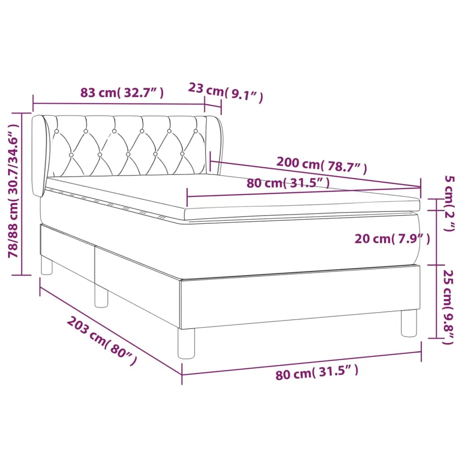 Sommier à lattes de lit avec matelas Marron foncé 80x200 cm - 7
