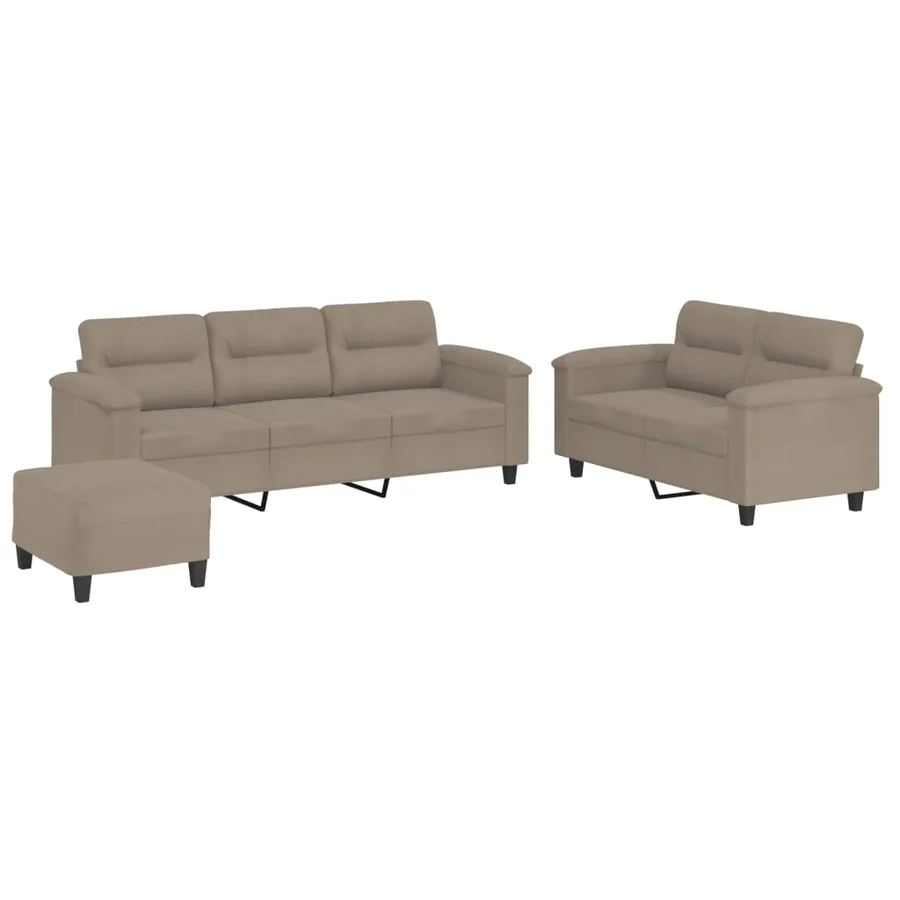 Ensemble de canapés 3 pcs avec coussins taupe tissu microfibre - 2