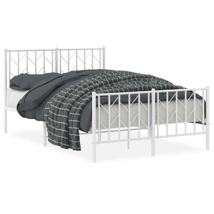 Cadre de lit métal sans matelas et pied de lit blanc 120x200 cm - 2