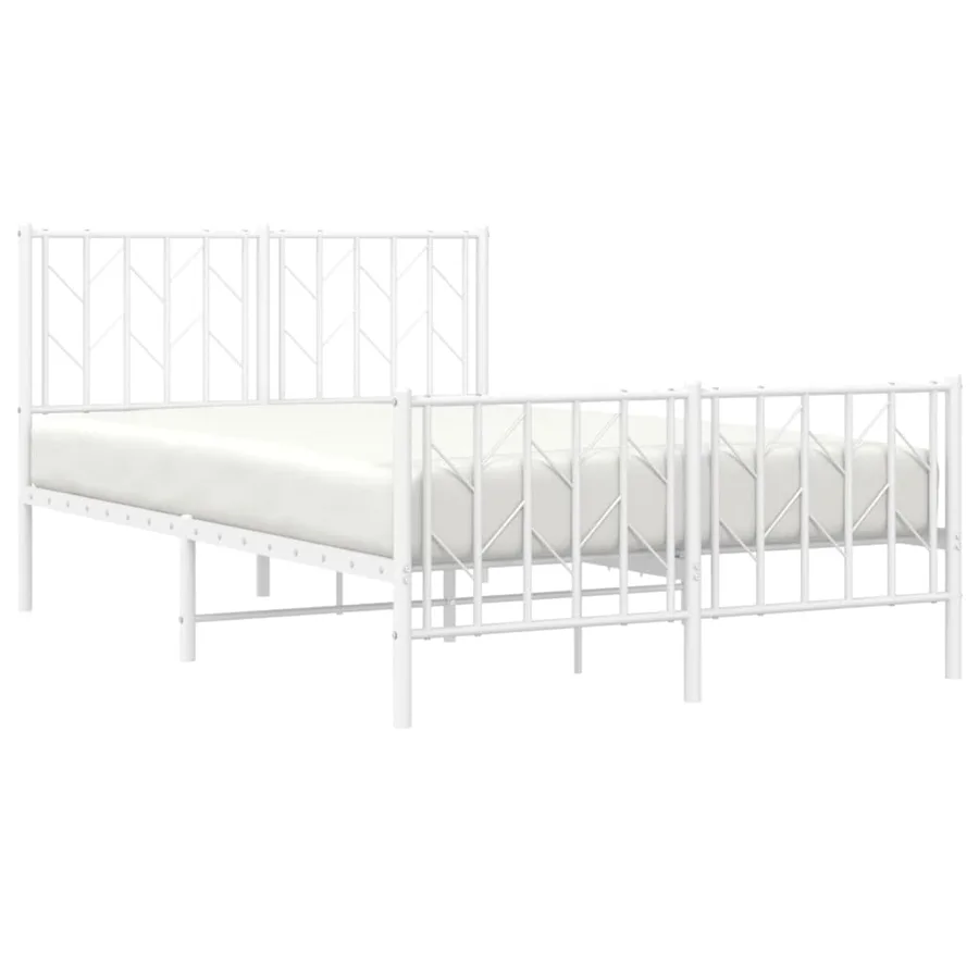 Cadre de lit métal sans matelas et pied de lit blanc 120x200 cm - 3