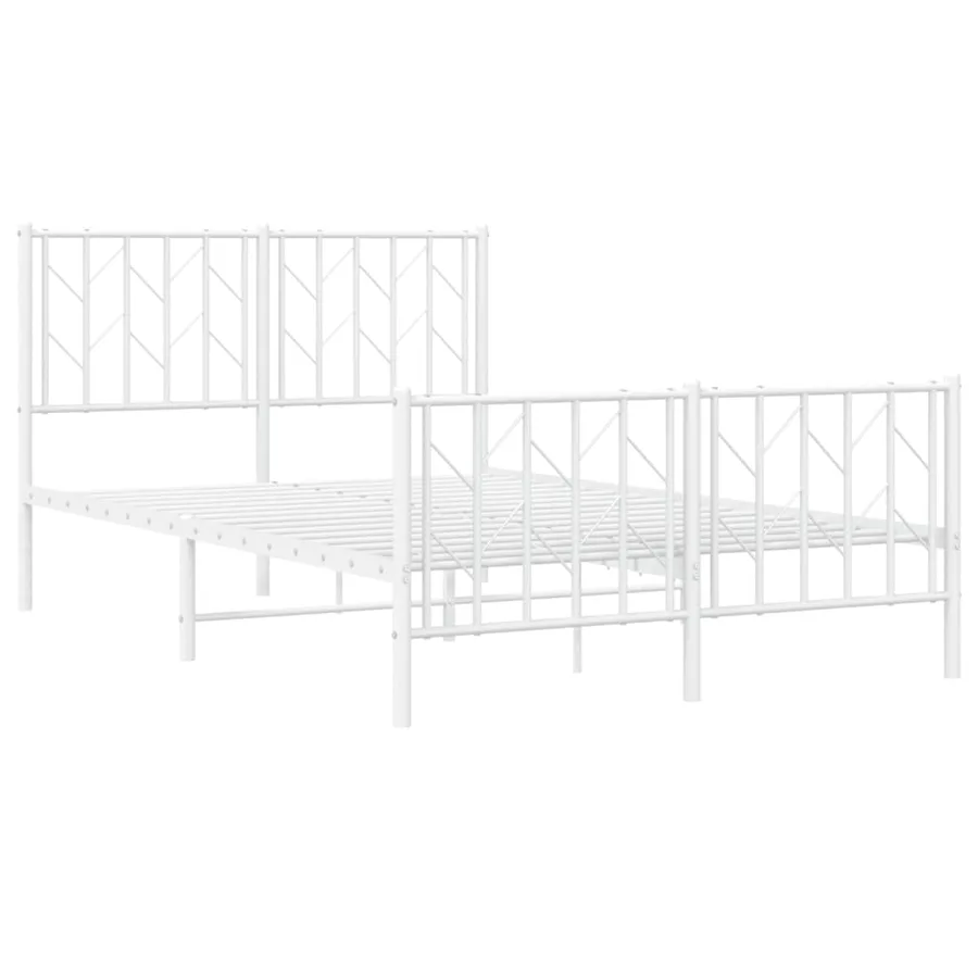 Cadre de lit métal sans matelas et pied de lit blanc 120x200 cm - 4