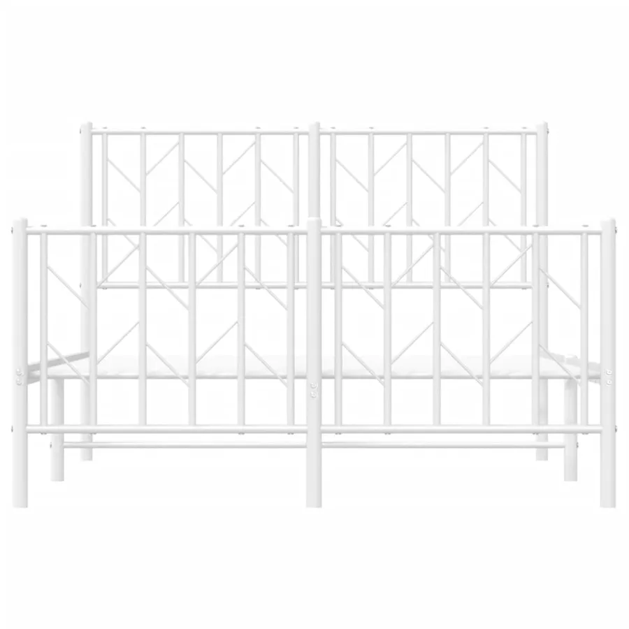 Cadre de lit métal sans matelas et pied de lit blanc 120x200 cm - 5