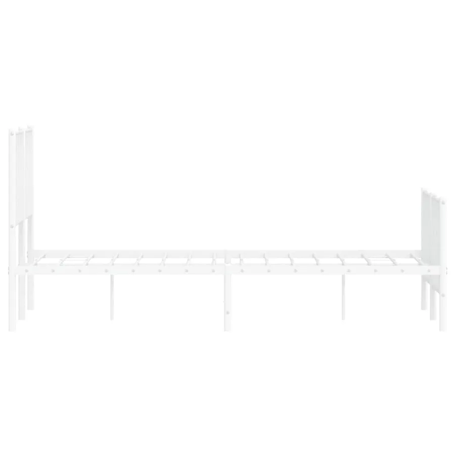 Cadre de lit métal sans matelas et pied de lit blanc 120x200 cm - 6
