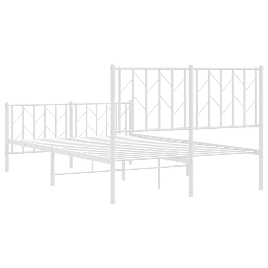 Cadre de lit métal sans matelas et pied de lit blanc 120x200 cm - 7