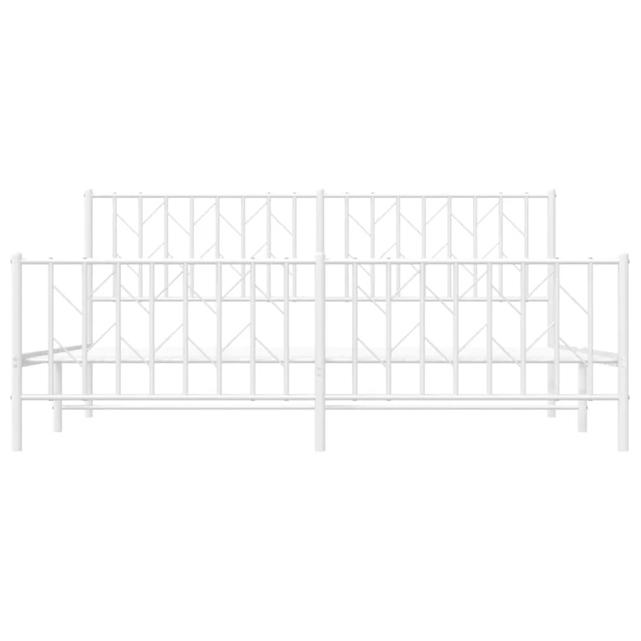 Cadre de lit métal sans matelas et pied de lit blanc 183x213 cm - 5