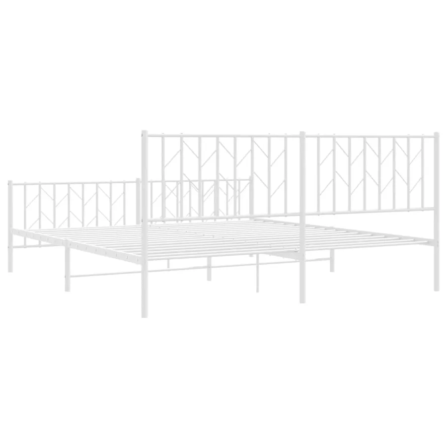 Cadre de lit métal sans matelas et pied de lit blanc 183x213 cm - 7