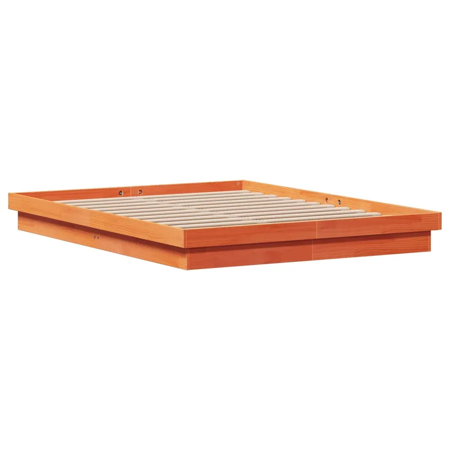 Cadre de lit à LED sans matelas 160x200 cm bois massif - 5