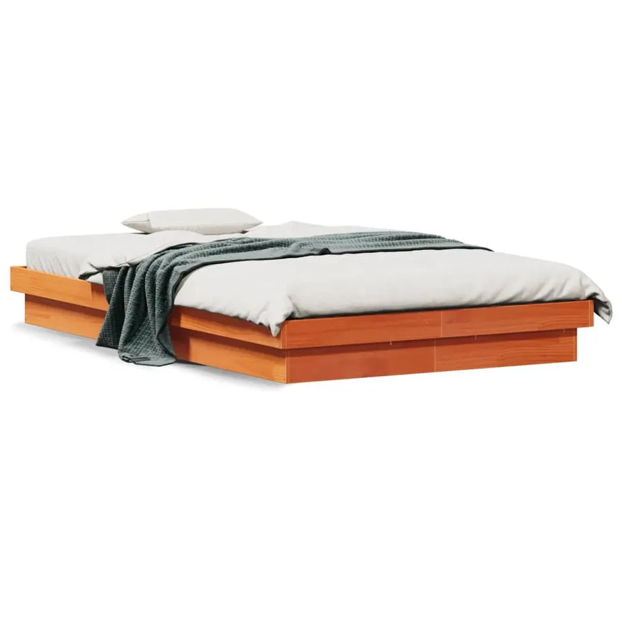 Cadre de lit à LED sans matelas 140x190 cm bois massif - 4