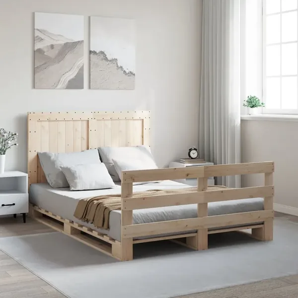 Cadre de lit sans matelas avec tête de lit bois massif