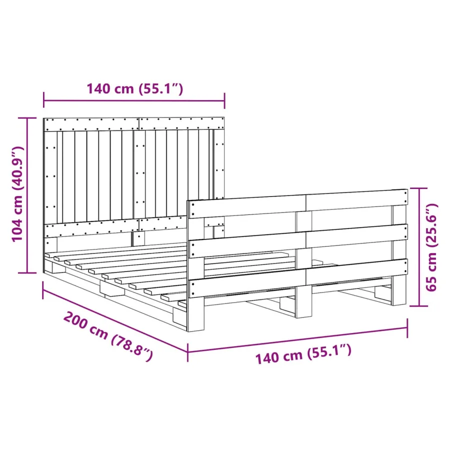 Cadre de lit sans matelas avec tête de lit bois massif - 11