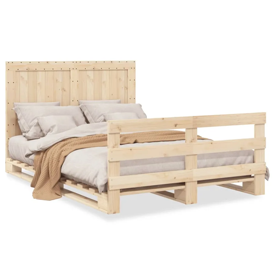 Cadre de lit sans matelas avec tête de lit bois massif - 2