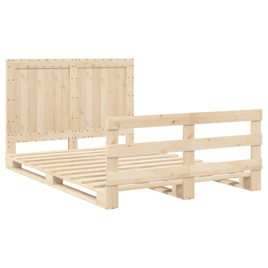 Cadre de lit sans matelas avec tête de lit bois massif - 3