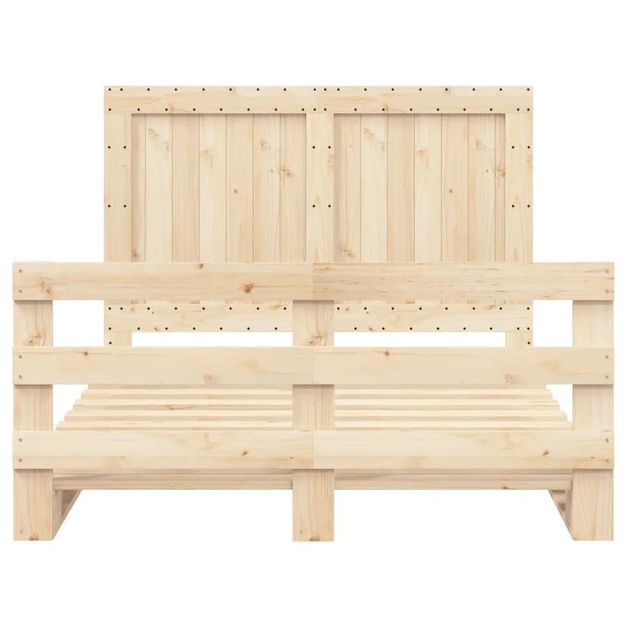 Cadre de lit sans matelas avec tête de lit bois massif - 5
