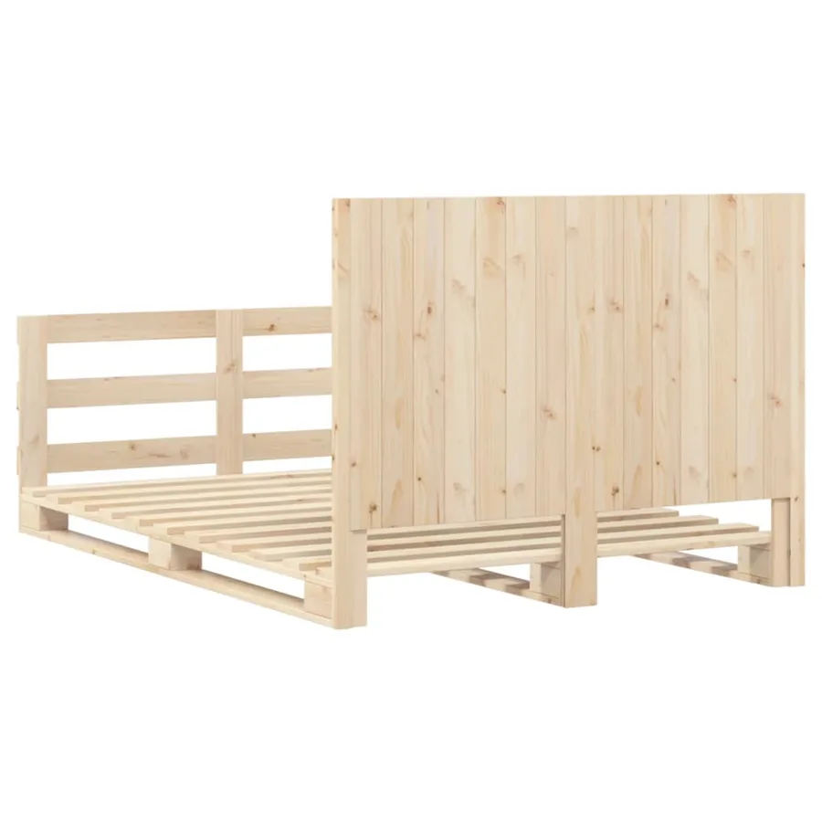 Cadre de lit sans matelas avec tête de lit bois massif - 9