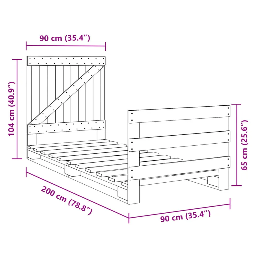 Cadre de lit sans matelas avec tête de lit 90x200 cm - 11