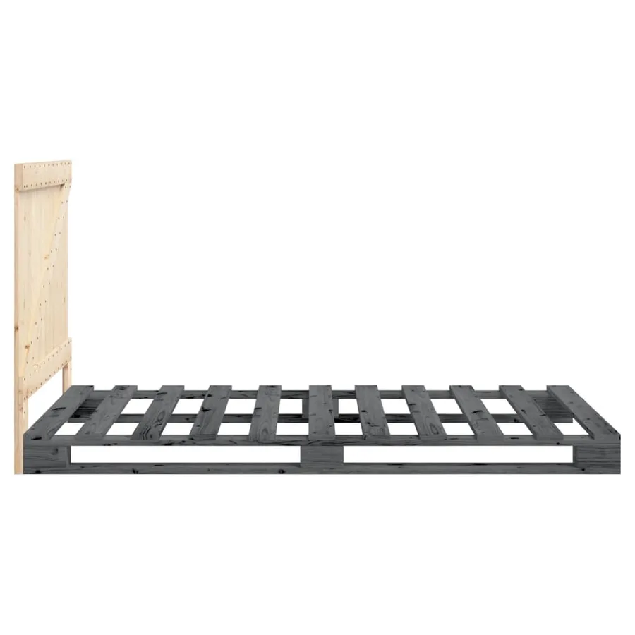 Cadre de lit sans matelas gris 100x200 cm bois massif de pin - 8