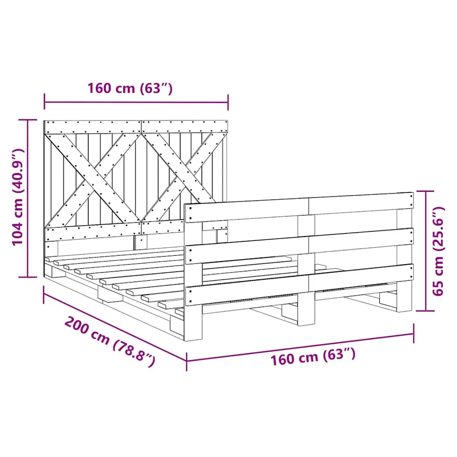 Cadre de lit sans matelas avec tête de lit 160x200 cm - 11