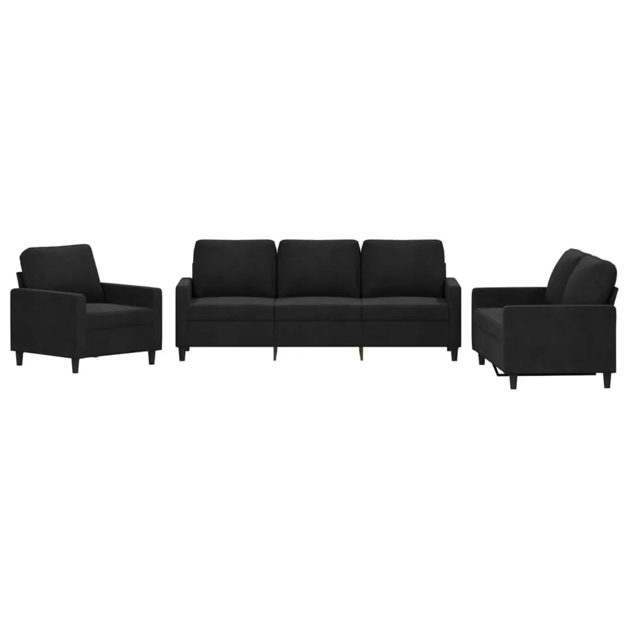 Ensemble de canapés 3 pcs avec coussins Noir Velours - 2