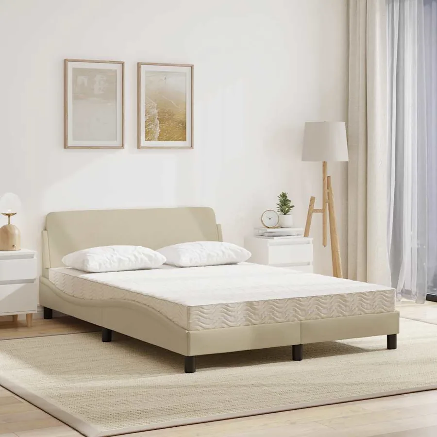 Lit avec matelas Dover crème 140x200 cm tissu - 3