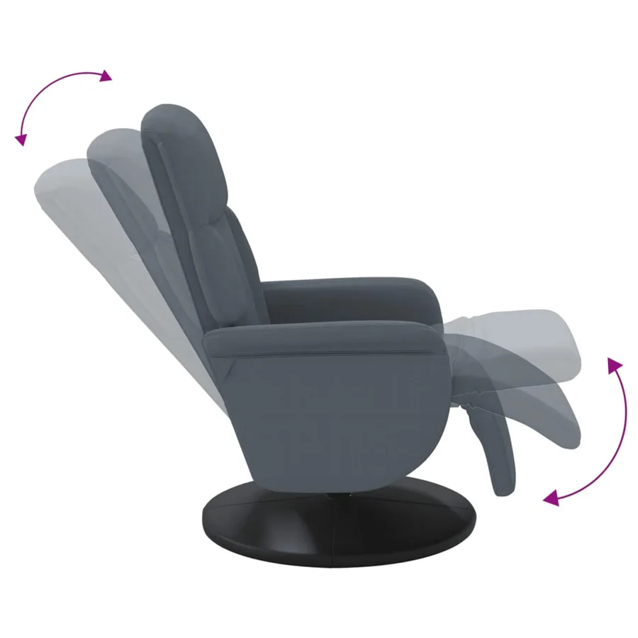 Fauteuil inclinable avec repose-pied gris foncé velours - 6