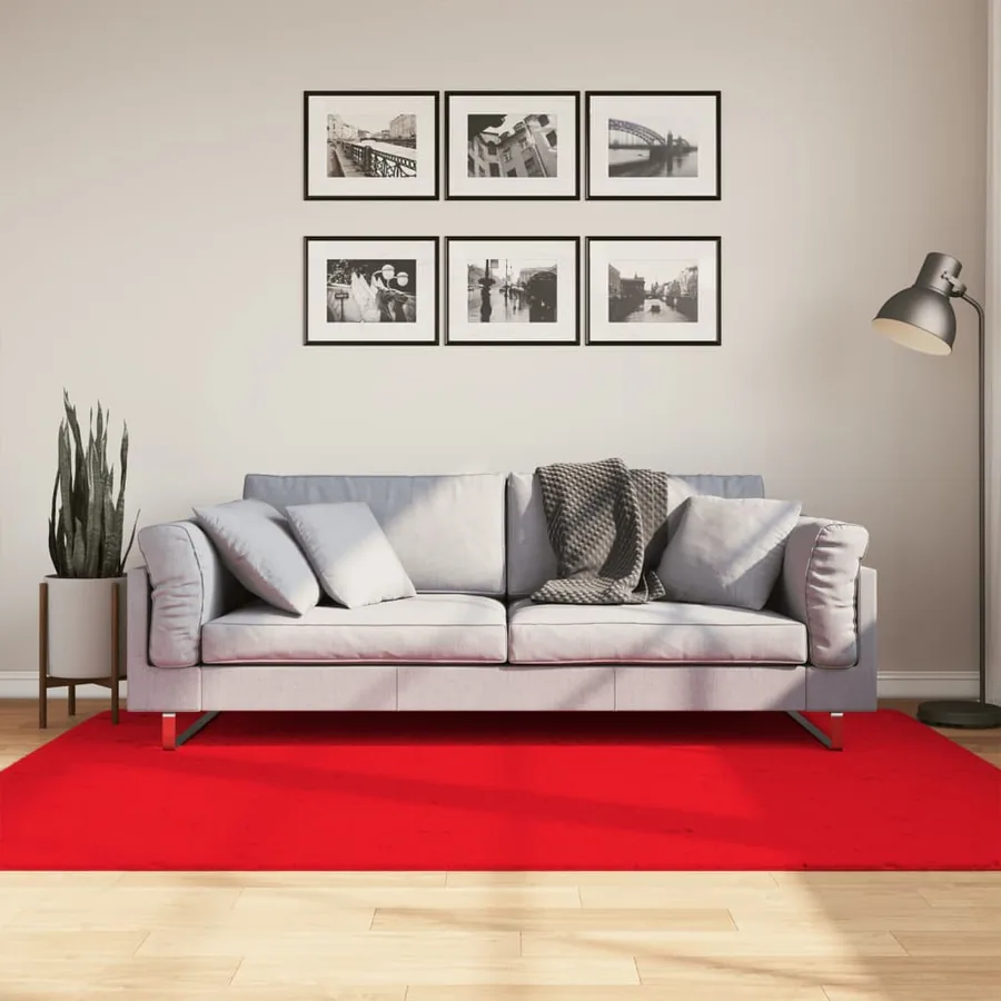 Tapis OVIEDO à poils courts rouge 140x200 cm