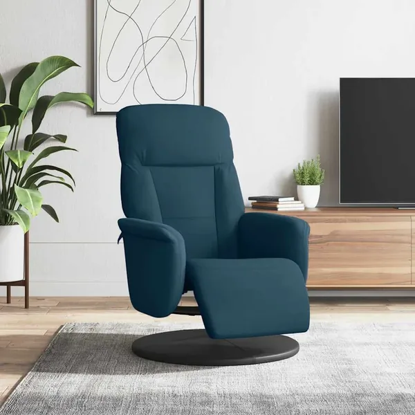 Fauteuil inclinable avec repose-pied bleu velours
