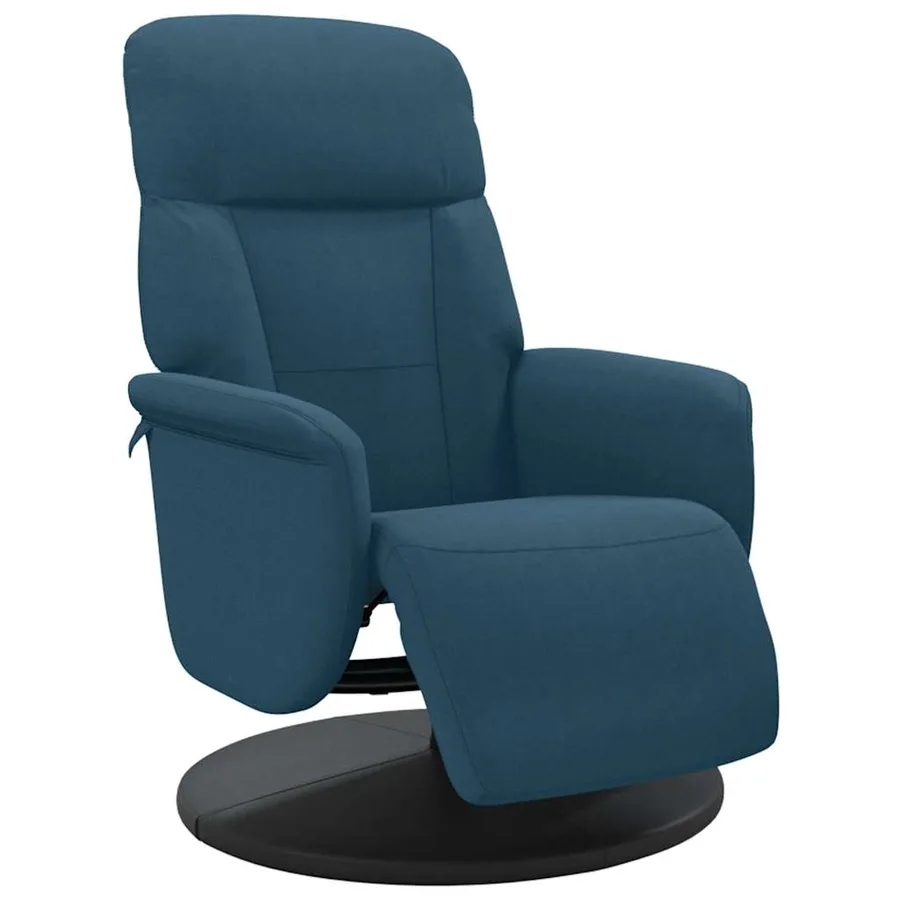 Fauteuil inclinable avec repose-pied bleu velours - 2