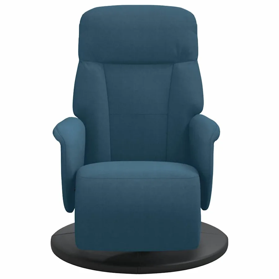 Fauteuil inclinable avec repose-pied bleu velours - 3
