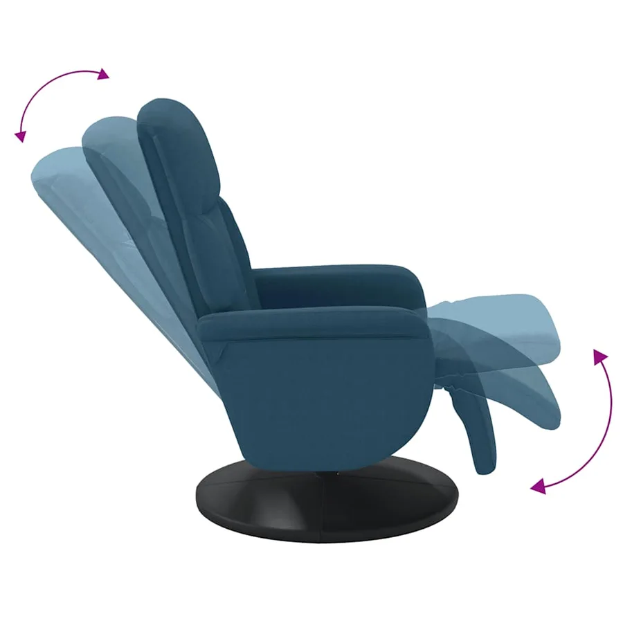 Fauteuil inclinable avec repose-pied bleu velours - 6